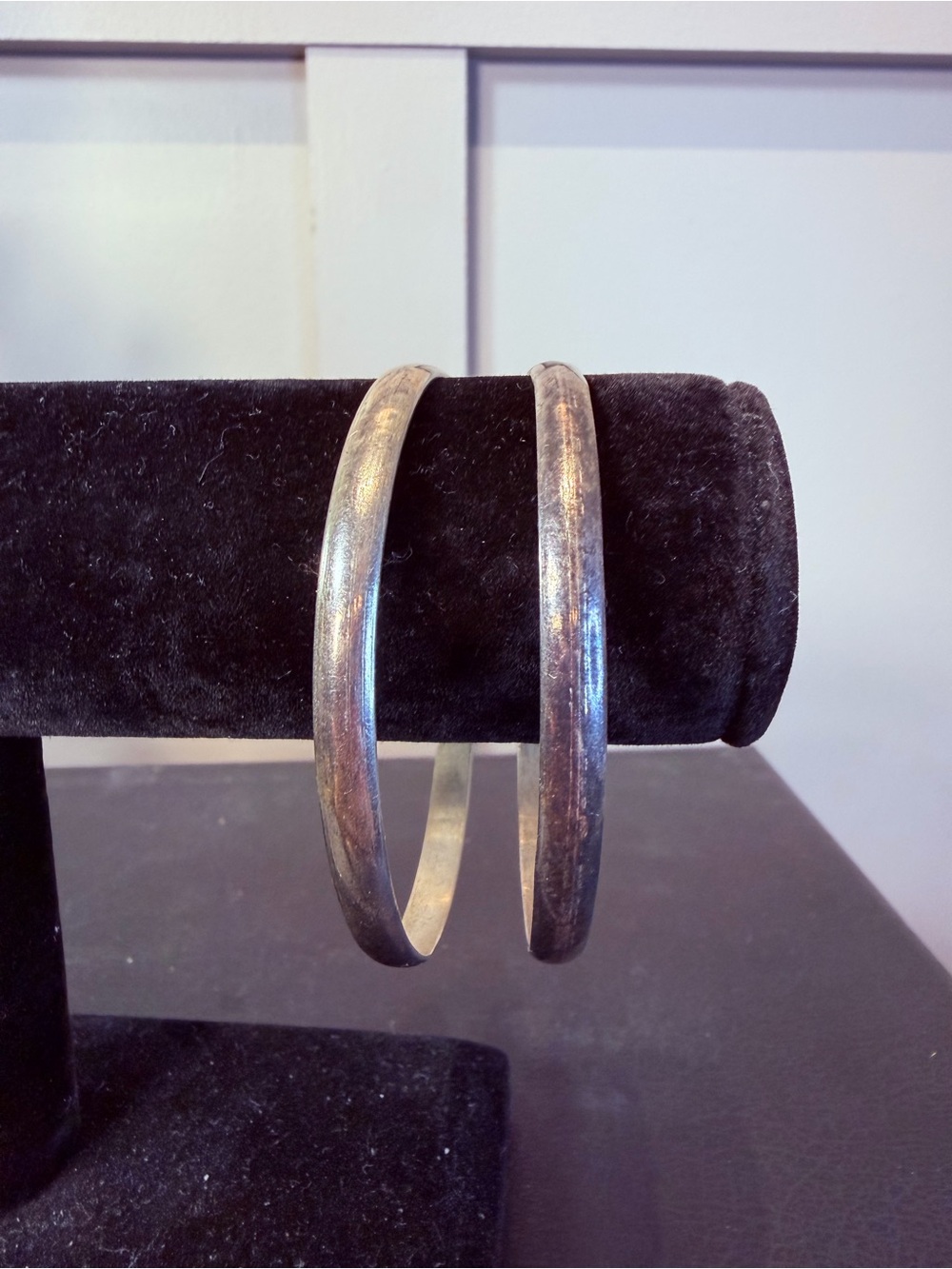 Pair of Vintage Mexico Silver plated Plain Bangle Bracelet